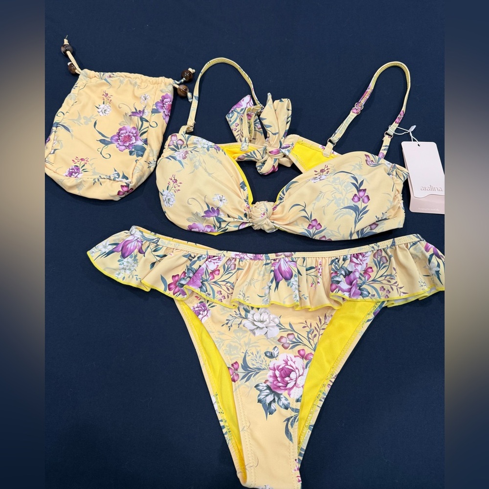 NWT Floral Yellow Bikini Set